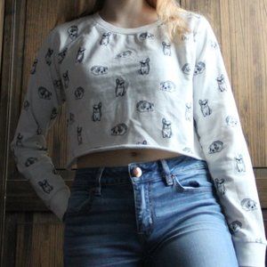 F21 Bulldog Cropped Sweatshirt